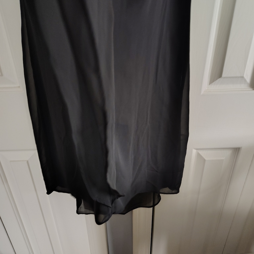 International Concepts INC Black V Neck Ruffle Dress Chiffon MP - Picture 12 of 14